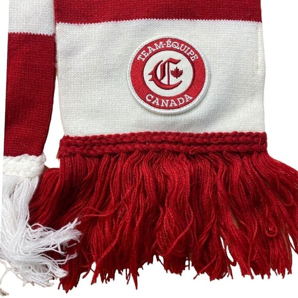 Hudson Bay Company Team Canada Youth Olympics Knit Winter Scarf Red White US OS - Picture 7 of 9